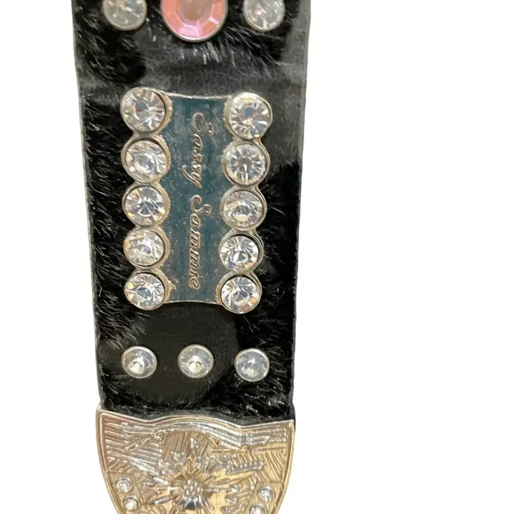 Black and Purple Embellished Belt Length around 45